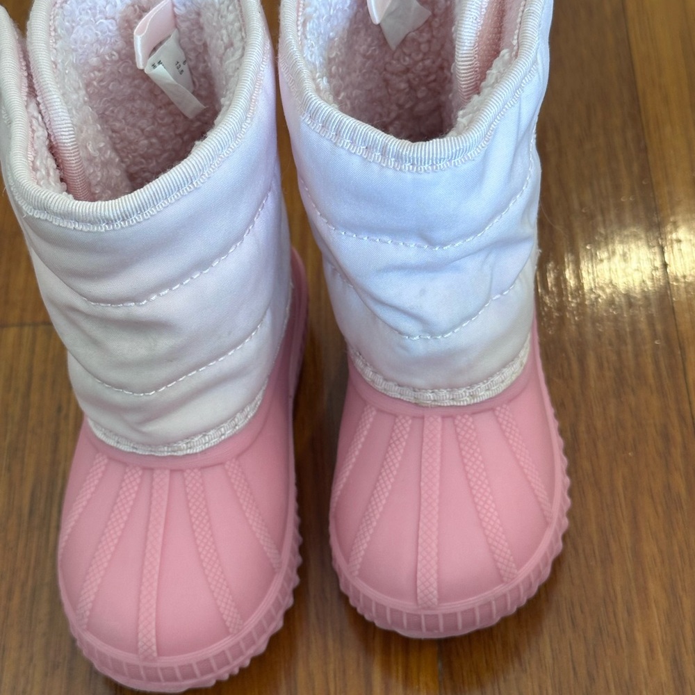 Toddler Pink and White Winter/Snow Boots